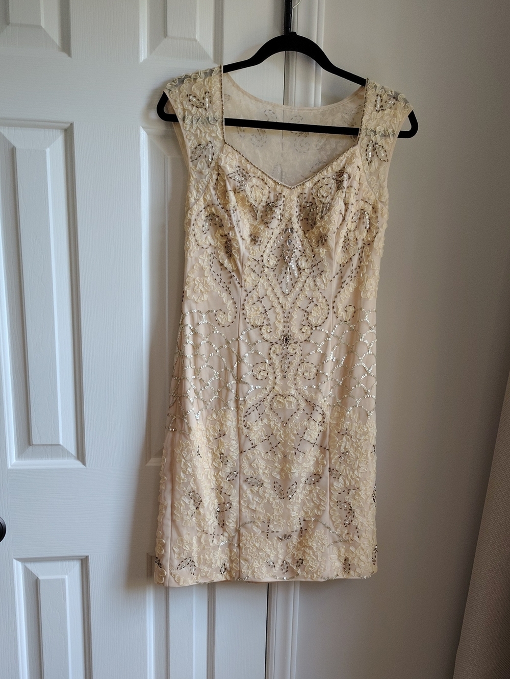 Sue Wong Cream Beaded Mini Dress